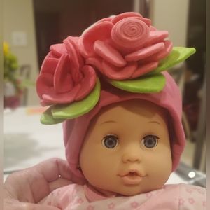 Mudpie Baby Infant Beanie Hat ©️2011 Little Sprout 0-12M Girls Pink Cotton NWT